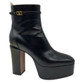 Load image into Gallery viewer, Valentino Black Platform Leather Ankle Boots with Gold VLogo Detail