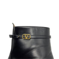 Load image into Gallery viewer, Valentino Black Platform Leather Ankle Boots with Gold VLogo Detail