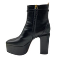 Load image into Gallery viewer, Valentino Black Platform Leather Ankle Boots with Gold VLogo Detail