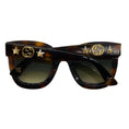 Load image into Gallery viewer, Gucci Havana Brown Tortoiseshell Gradient Lens Butterfly Acetate Sunglasses with GG Logo and Stars