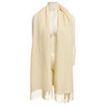 Load image into Gallery viewer, Christian Dior Ivory Fringed CD Logo Bee Embroidered Long Cashmere Knit Scarf