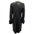 Load image into Gallery viewer, Ralph Lauren Collection Black Ruffled Detail Lambskin Leather Dress with Velvet Trim