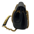 Load image into Gallery viewer, Valentino Black / Gold VLogo Leather Shoulder Bag with Rockstud Embellished Chain Strap