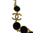 Load image into Gallery viewer, Chanel Black / Gold Cruise 2024 CC Logo Enamel Circle Pendant Long Necklace