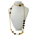 Load image into Gallery viewer, Chanel Black / Gold Cruise 2024 CC Logo Enamel Circle Pendant Long Necklace