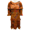 Load image into Gallery viewer, Fendi Brown Multi Floral Printed Ruffled Silk Dress