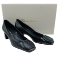Load image into Gallery viewer, Santoni Black Leather Hasmig Buckle Pumps