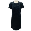Load image into Gallery viewer, Yves Saint Laurent Navy / Black Textured Short Sleeved Silk and Wool Sheath Dress