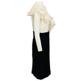 Load image into Gallery viewer, Tadashi Shoji Ivory / Black Ruffled Two-Tone Colorblock Silk Midi Cocktail Dress