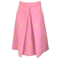 Load image into Gallery viewer, Moschino Couture Pink / Green 2020 Floral Embroidered A-Line Crepe Midi Skirt
