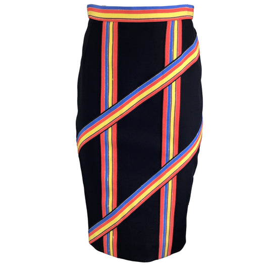 Peter Pilotto Black Multi Stripe Jacquard Skirt