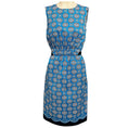 Load image into Gallery viewer, Oscar de la Renta Blue / White / Navy Floral Print Sleeveless Cotton Dress
