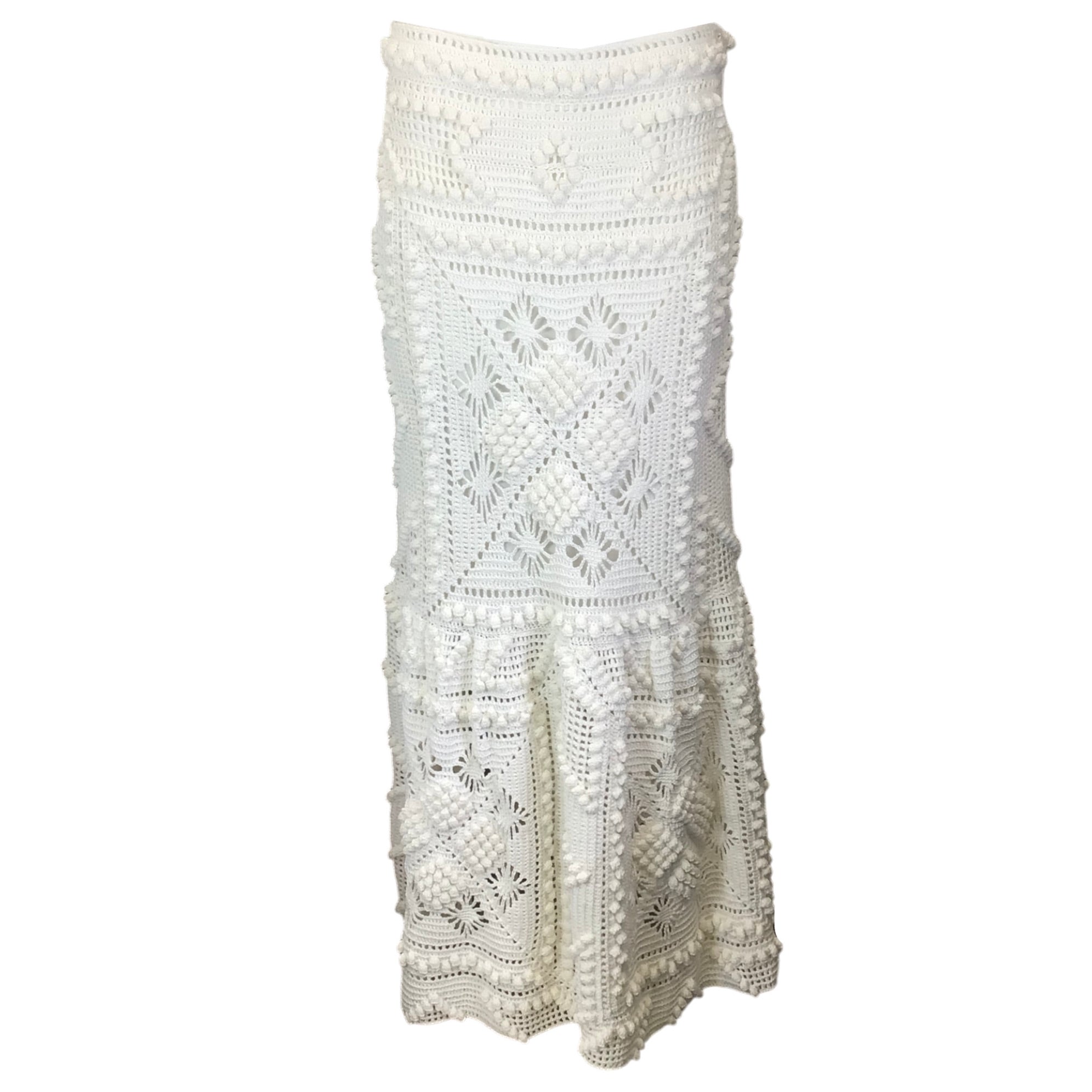 Zimmermann Ivory Candescent Hand Crochet Skirt