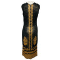 Load image into Gallery viewer, Chanel Gold Metallic / Black Paris Venice Runway 2010 Shimmering Baroque Sleeveless Knit Midi Dress with CC Logo Jewel Buttons