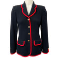 Load image into Gallery viewer, St. John Black Knit Blazer with Red Trim