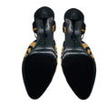 Load image into Gallery viewer, Salvatore Ferragamo Tan / Black Animal Print Patterned Calf Hair Ankle Strap Pumps with Black Suede Cap Toe