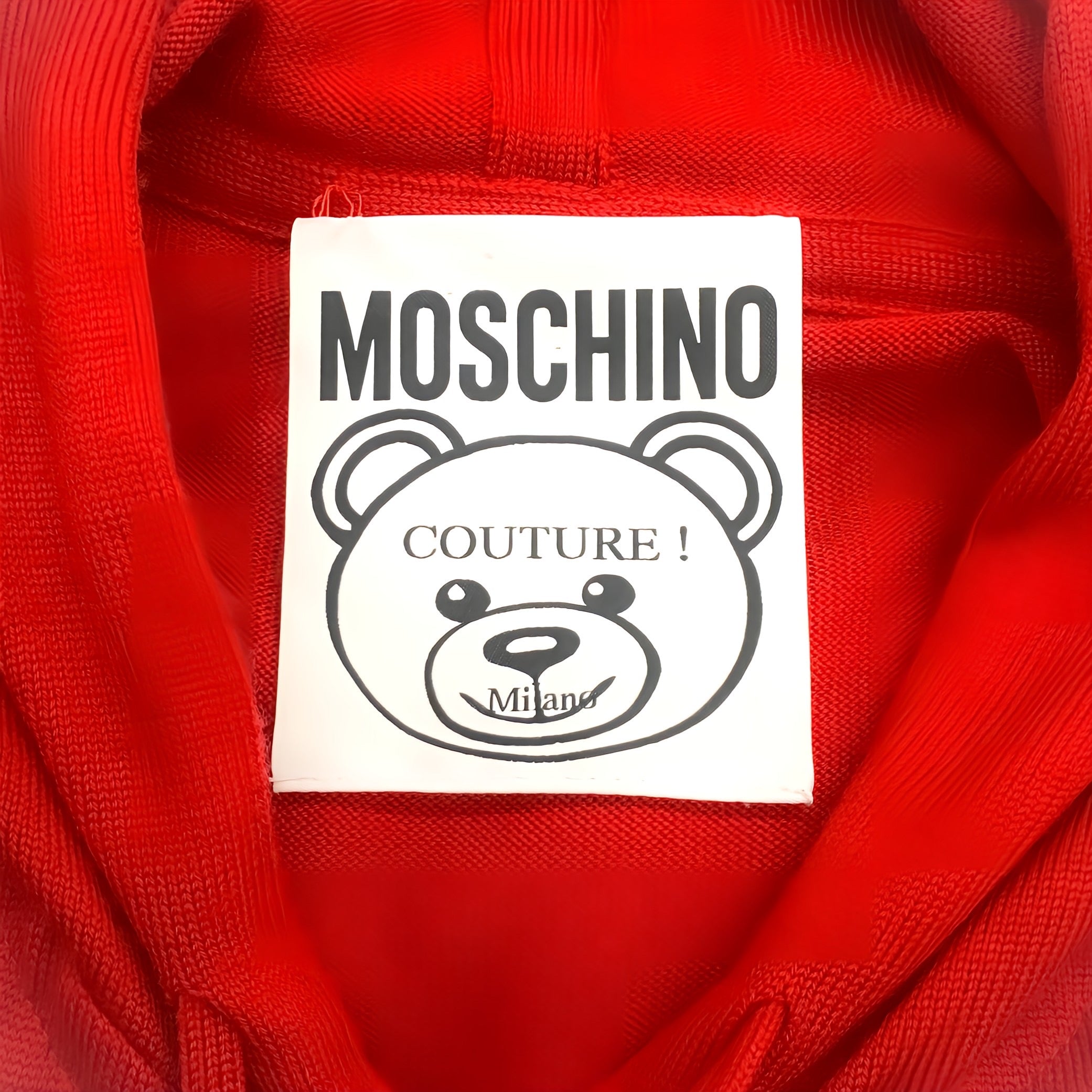 Moschino Red Wool Teddy Hoodie Dress