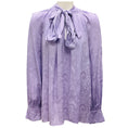 Load image into Gallery viewer, Prabal Gurung Lavender Tie Neck Long Sleeved Satin Blouse