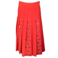 Load image into Gallery viewer, Duncan Red / Silver Grommet Detail Pleated Wool Midi Skirt
