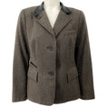 Load image into Gallery viewer, Akris Punto Brown Herringbone Tweed Jacket with Leather Collar
