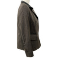 Load image into Gallery viewer, Akris Punto Brown Herringbone Tweed Jacket with Leather Collar