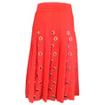 Load image into Gallery viewer, Duncan Red / Silver Grommet Detail Pleated Wool Midi Skirt

