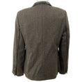Load image into Gallery viewer, Akris Punto Brown Herringbone Tweed Jacket with Leather Collar
