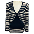 Load image into Gallery viewer, Carolina Herrera Navy Blue / Ivory Sequined Wool and Silk Knit Cardigan and Tank Top Set