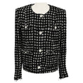 Load image into Gallery viewer, Iro Black / White Tetys Tweed Jacket with Frayed Trim