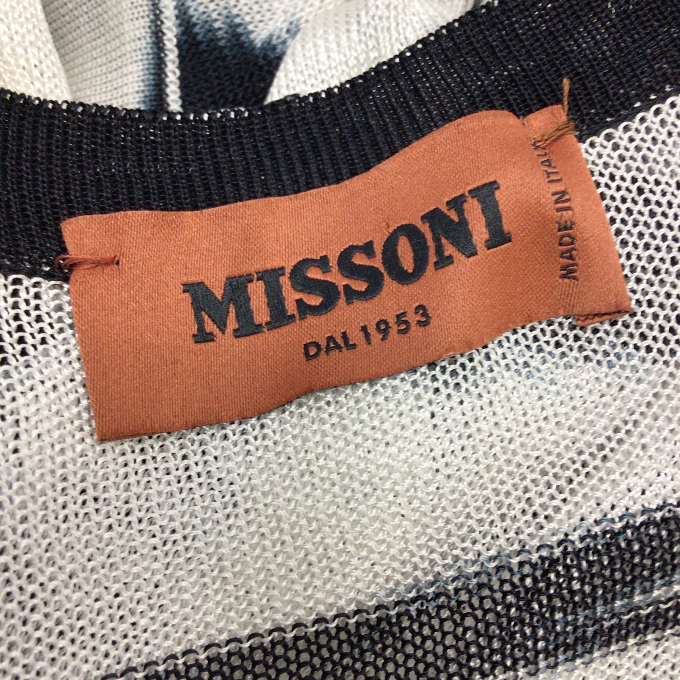 Missoni White / Black Button-down Viscose Knit Cardigan Sweater