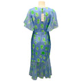 Load image into Gallery viewer, Prabal Gurung Sky Blue / Grass Flutter-Sleeve Silk Cocktail Dress