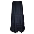 Load image into Gallery viewer, Giorgio Armani Black Grosgrain Ribbon Trimmed Pleated Maxi Skirt
