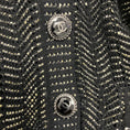 Load image into Gallery viewer, Chanel Black / Golden 2018 Frill Sleeve Crochet Knit Cardigan with CC Logo Buttons