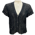Load image into Gallery viewer, Chanel Black / Golden 2018 Frill Sleeve Crochet Knit Cardigan with CC Logo Buttons