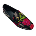 Load image into Gallery viewer, Gucci Black / Pink Multi Floral Embroidered Brocade Fabric Jordaan Horsebit Slip On Loafers