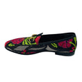 Load image into Gallery viewer, Gucci Black / Pink Multi Floral Embroidered Brocade Fabric Jordaan Horsebit Slip On Loafers