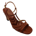 Load image into Gallery viewer, Gucci Brown / Antiqued Gold GG Logo Quilted Leather Sandals