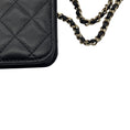 Load image into Gallery viewer, Chanel Black CC Logo Resin Heart Classic Quilted Leather Phone Holder Bag with Chain Strap and Gold Hardware