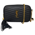 Load image into Gallery viewer, Saint Laurent Black Matelasse Chevron Quilted Calfskin Leather Mini Lou Camera Bag