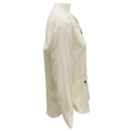 Load image into Gallery viewer, Christian Dior Ivory Pinstriped Bee Embroidered Silk Blouse