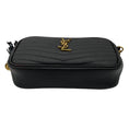 Load image into Gallery viewer, Saint Laurent Black Matelasse Chevron Quilted Calfskin Leather Mini Lou Camera Bag