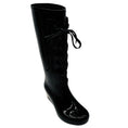 Load image into Gallery viewer, Saint Laurent Black Wedge Heel Lace Up Rubber Rain Boots