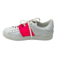 Load image into Gallery viewer, Valentino White / Hot Pink Rockstud Untitled Leather Sneakers