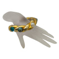 Load image into Gallery viewer, Chanel Vintage Pearl and Aqua Resin Embellished Gold Enamel Chunky Bangle Bracelet