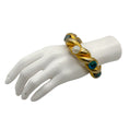 Load image into Gallery viewer, Chanel Vintage Pearl and Aqua Resin Embellished Gold Enamel Chunky Bangle Bracelet