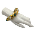 Load image into Gallery viewer, Chanel Vintage Pearl and Aqua Resin Embellished Gold Enamel Chunky Bangle Bracelet