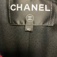 Load image into Gallery viewer, Chanel Red / Blue / Black Multi Double Breasted Mid Length Tweed Coat with CC Logo Buttons