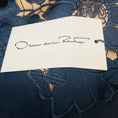 Load image into Gallery viewer, Oscar de la Renta Navy Blue Mixed Botanical Guipure Inset Maxi Dress