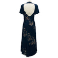 Load image into Gallery viewer, Oscar de la Renta Navy Blue Mixed Botanical Guipure Inset Maxi Dress