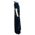 Load image into Gallery viewer, Oscar de la Renta Navy Blue Mixed Botanical Guipure Inset Maxi Dress